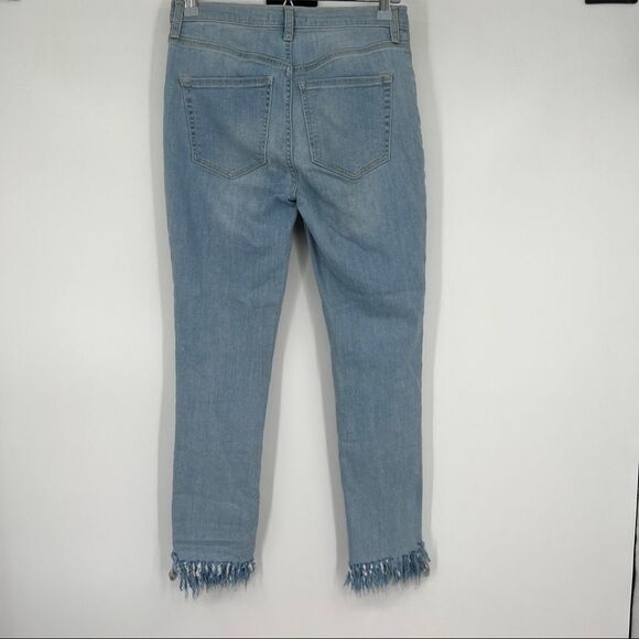 Free People Great Heights Light Blue Frayed Blue Distressed Skinny Jeans Women’s - Picture 9 of 12